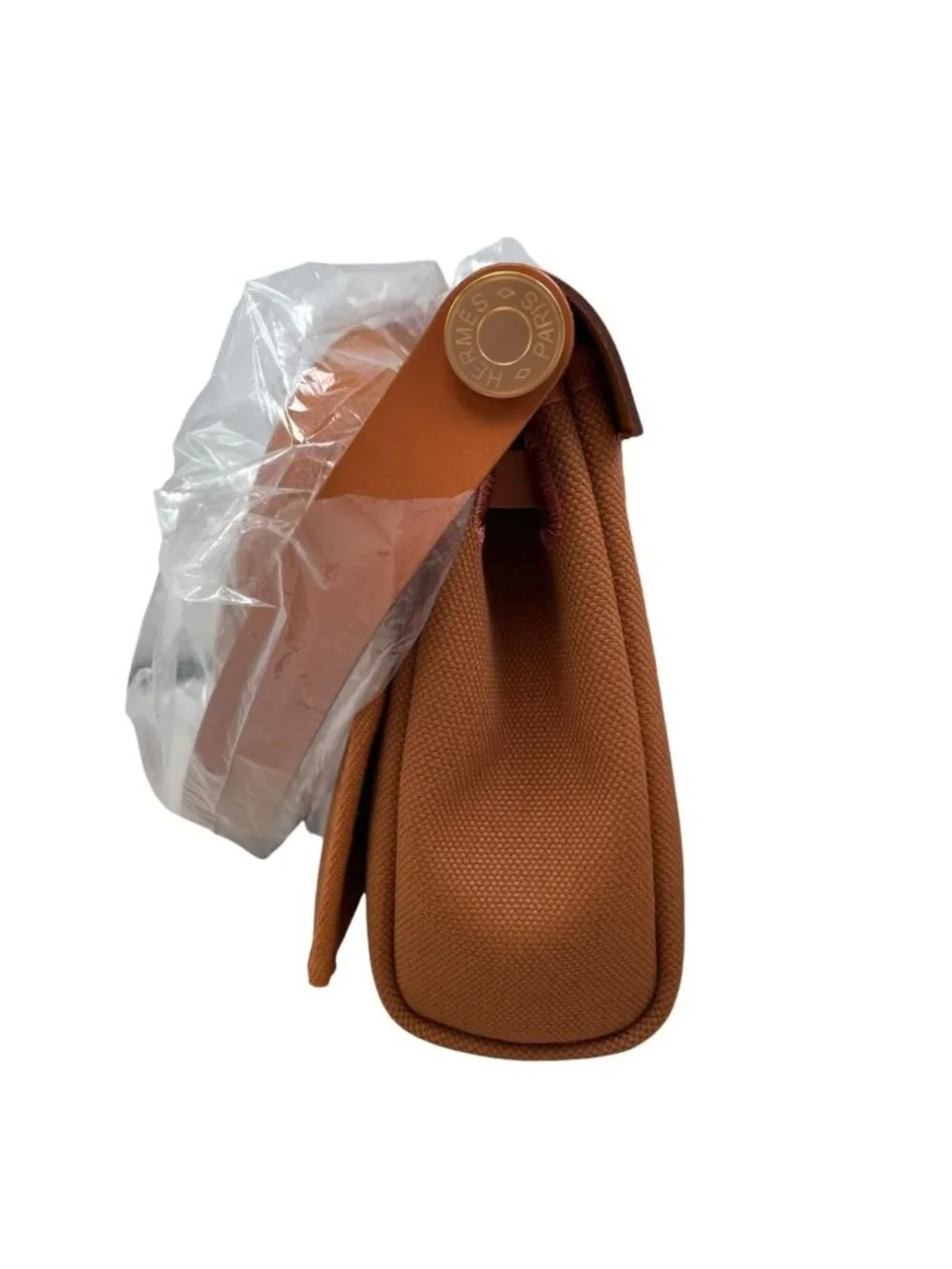 Hermes Shoulder Bag Herbag Zip 20 Vache Hunter Toile H Fauve Brown Gold